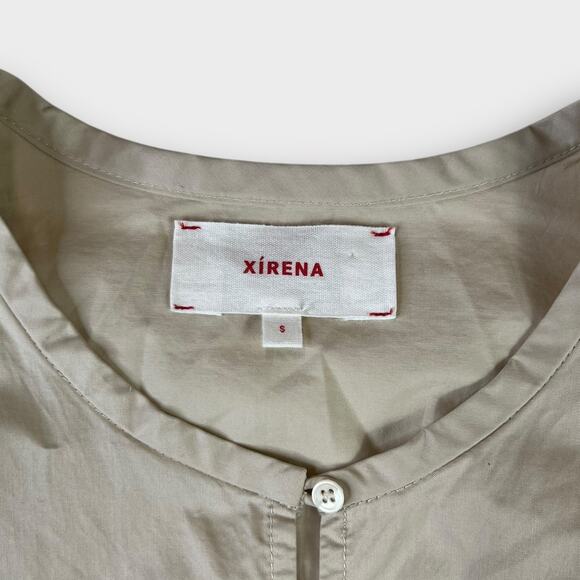 Xirena Aurie Puff Sleeve Fit & Flare Cotton Poplin Dress in Sand Size Small - Picture 4 of 8